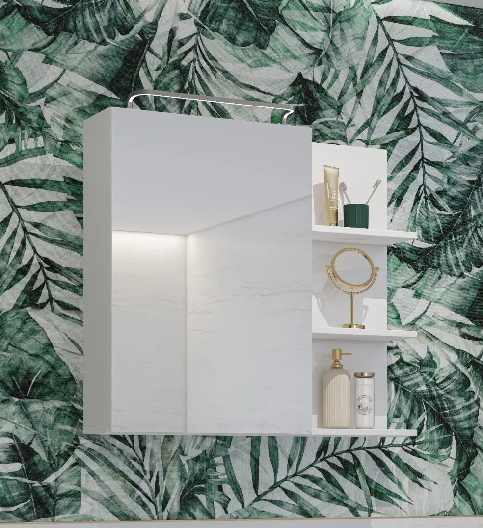 Szafka wisząca IRVINE 1-drzwiowa z lustrem - biały połysk - 309WNP20