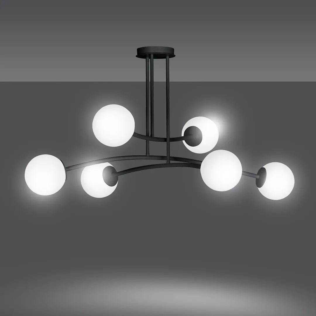 Lampa wisząca HALLDOR 6 czarny biały — zdjęcie 3