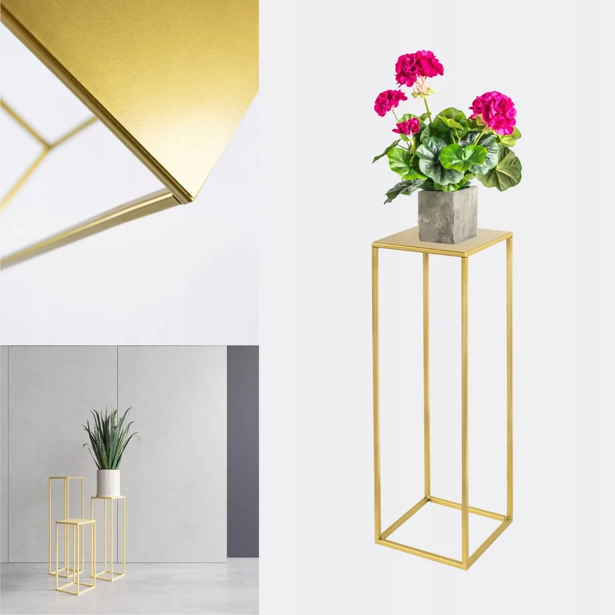 Kwietnik stojący metalowy EVRON M złoty - LD_TZ000094