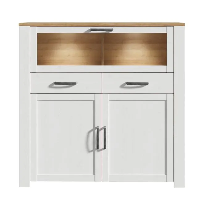 Witryna barek z witryną i szufladą CHISBURY - dąb riviera, modrzew jasny sibu - BHLK321-M482