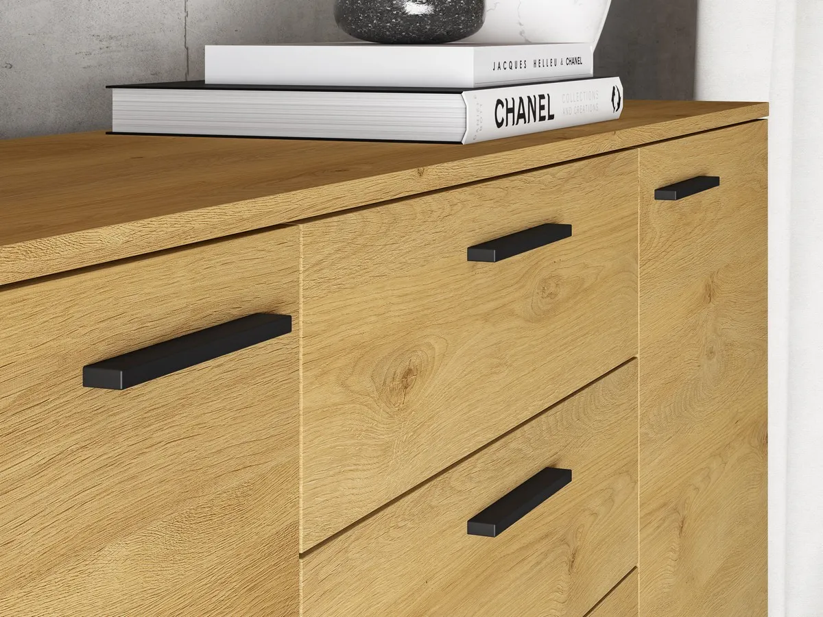 Komoda 2-drzwiowa z 4 szufladami MODESTO 04 dąb stylowy-czarny - 1MODES04-001