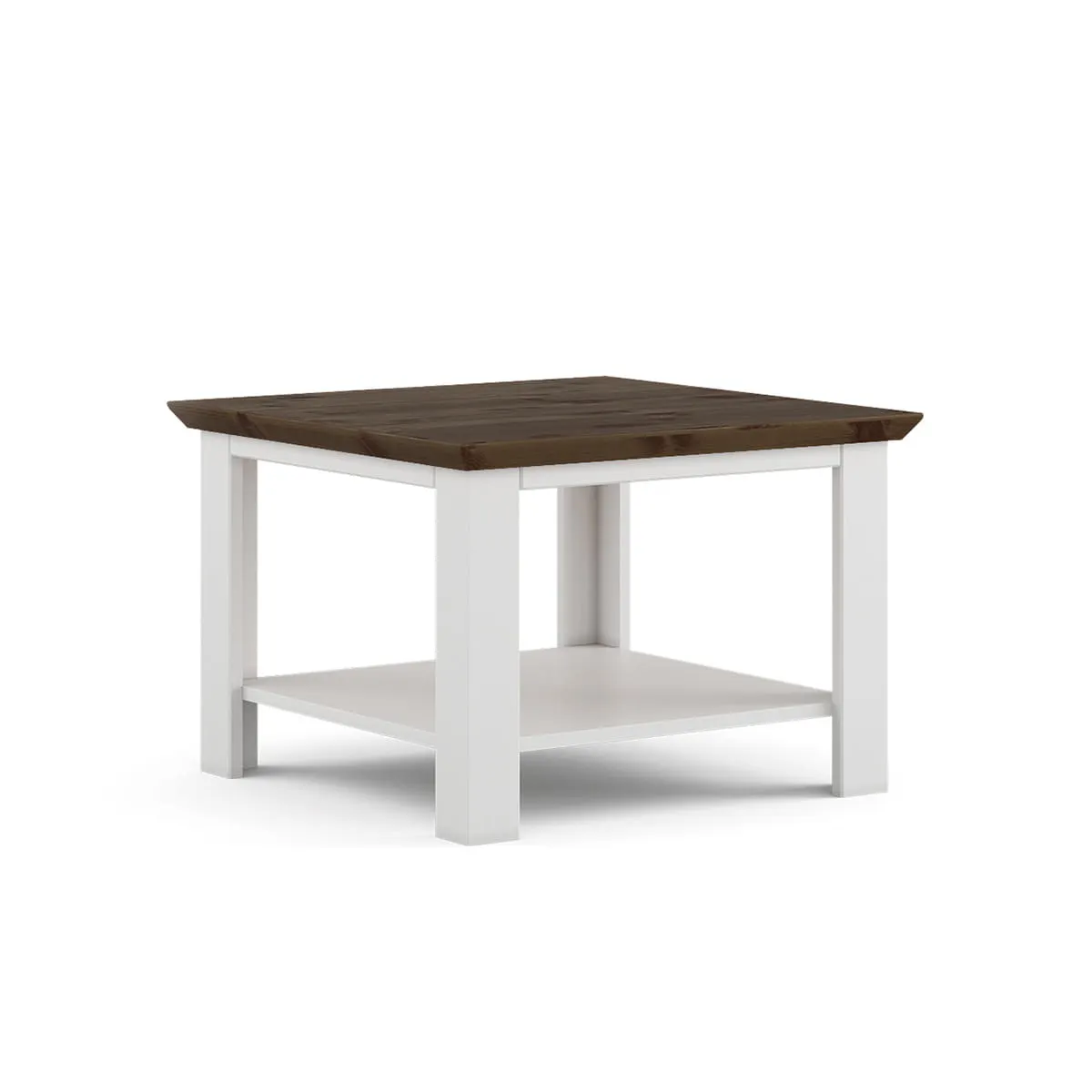 Stolik kawowy MARONE ELITE z półką - biała/tabacco 70x70 cm Stolik kawowy MARONE ELITE z półką - biała/tabacco 70x70 cm