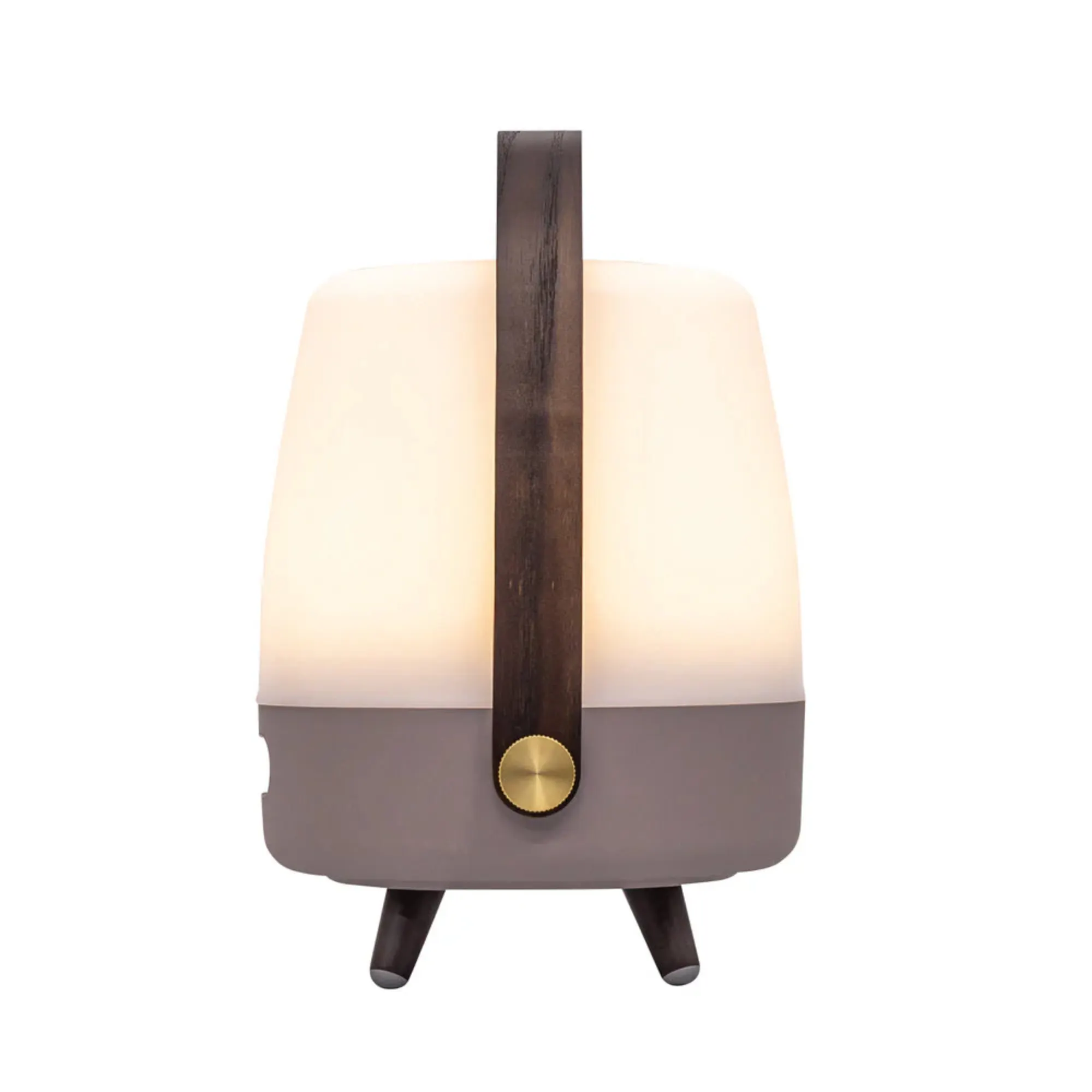 lamp, table lamp, drewniana rączka, ciepłe światło, szary korpus