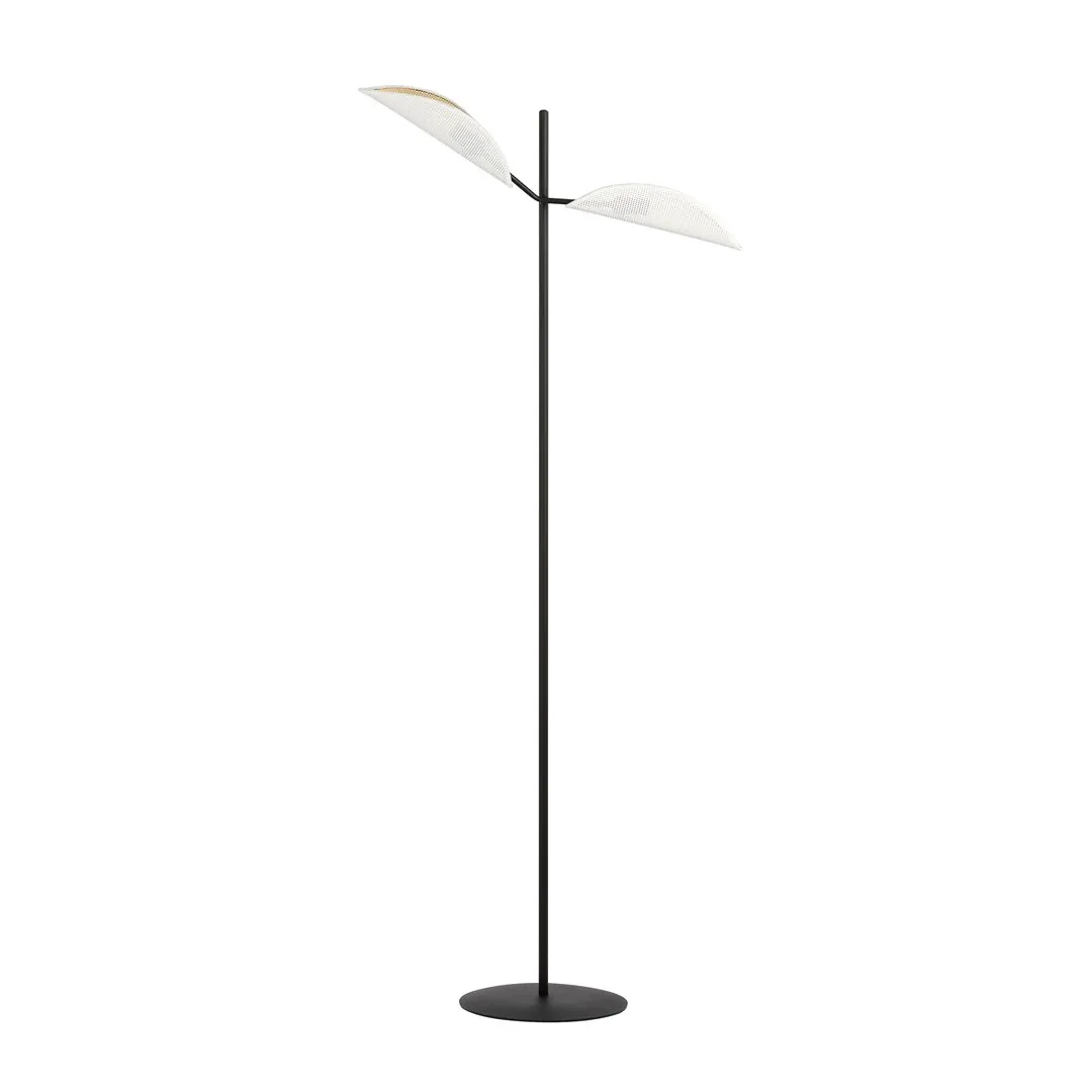 lampa stojąca, lampka uliczna, stalowa kolumna, dwukolorowe osłony, biała część