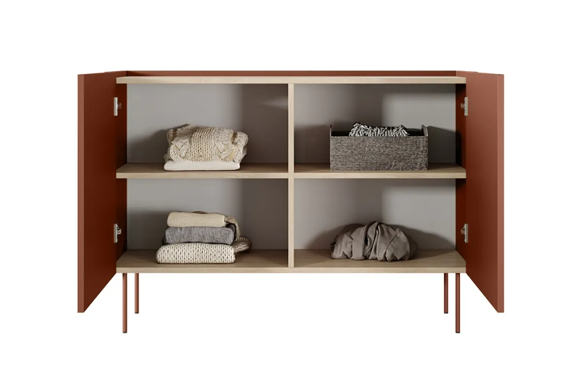 Komoda DESIN 120 2D - czerwony ceglany - dąb nagano - B_148963