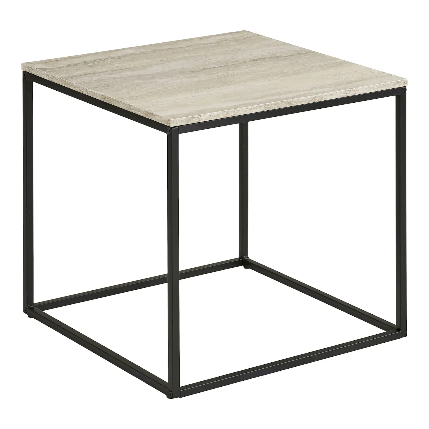 Stolik boczny trawertynowy VITA 45x45x45 cm beżowy czarny