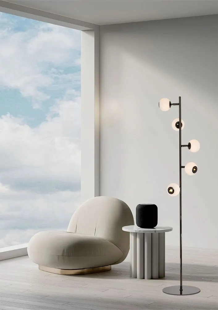 Lampa podłogowa LUBERON piątka LED czarny chrom — zdjęcie 2