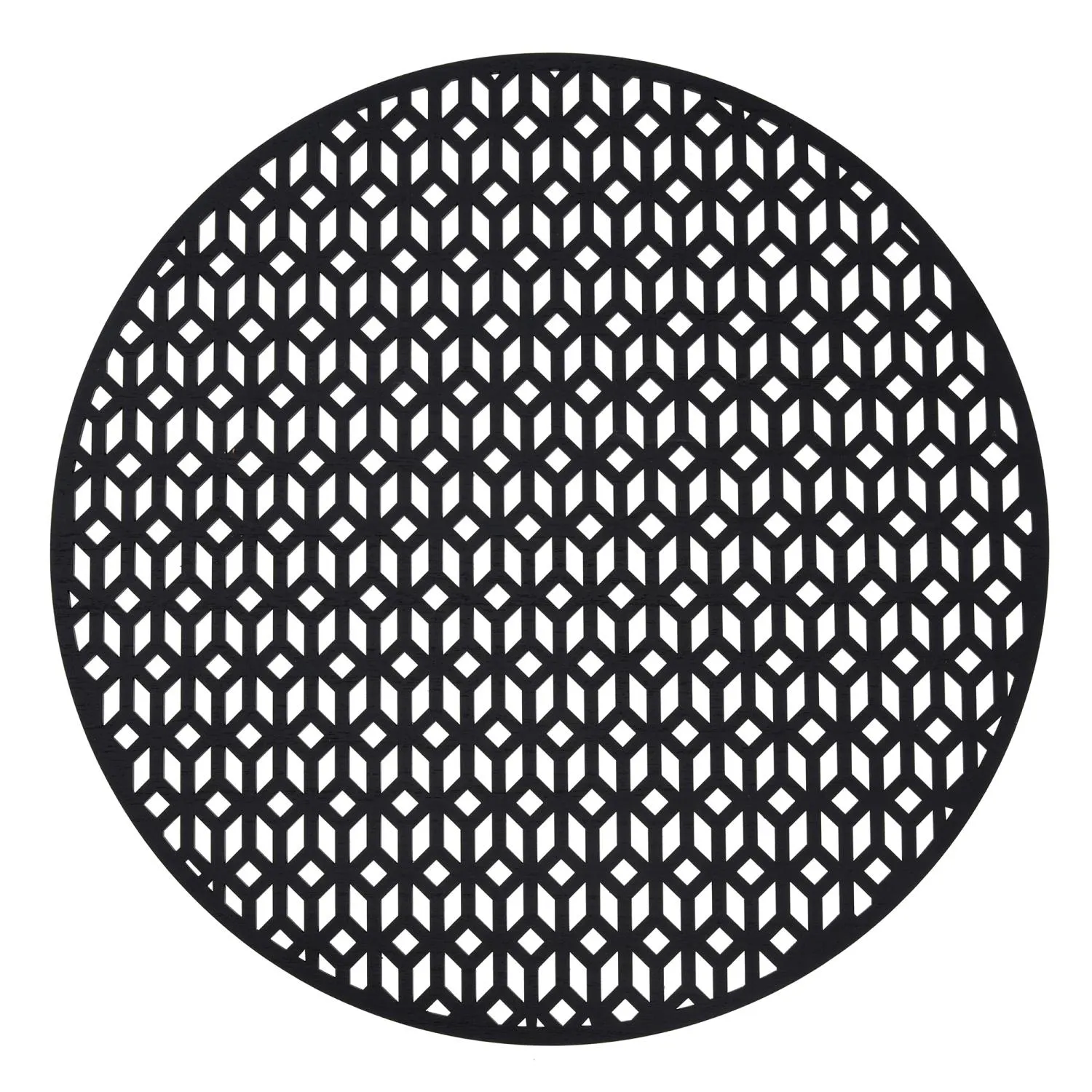 image taca na stół, metalowy blat, geometriczny wzór, czarna taca, okrągła podkładka