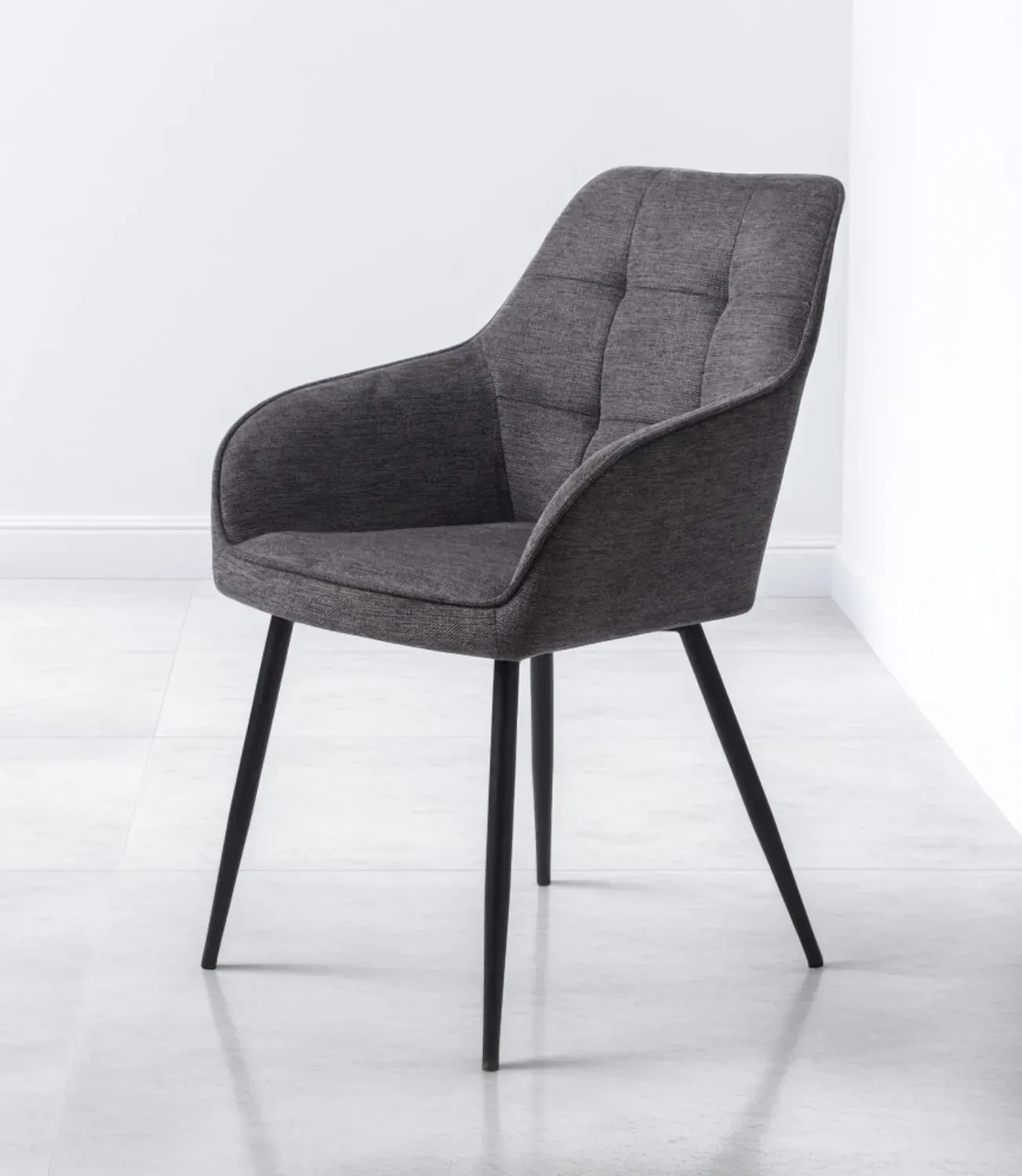 Krzesło pikowane NOLAN metalowe nóżki - ciemnoszare - UN_50800001