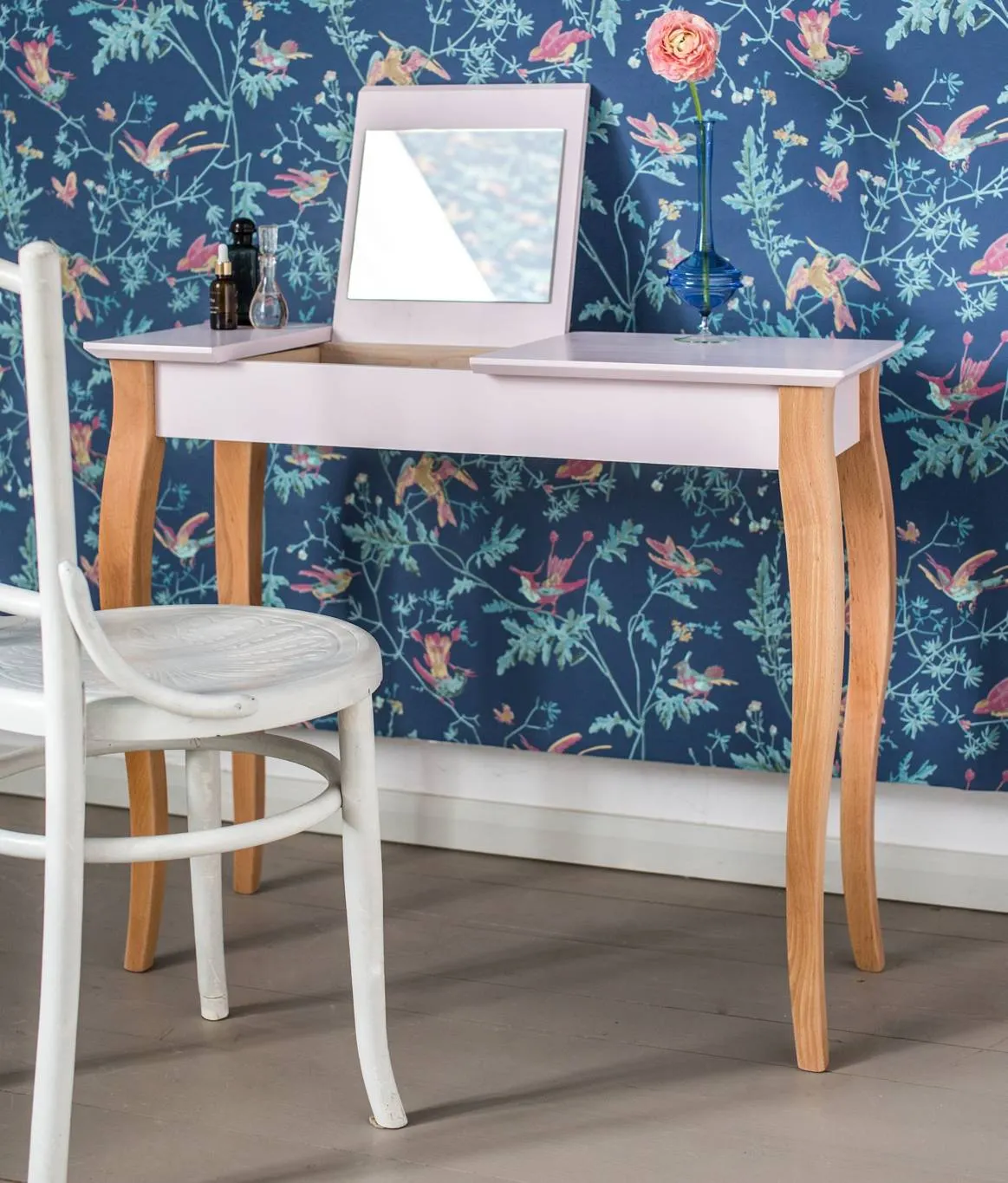 Toaletka z lustrem LILLO 85x35cm jasnoszary naturalny — zdjęcie 4