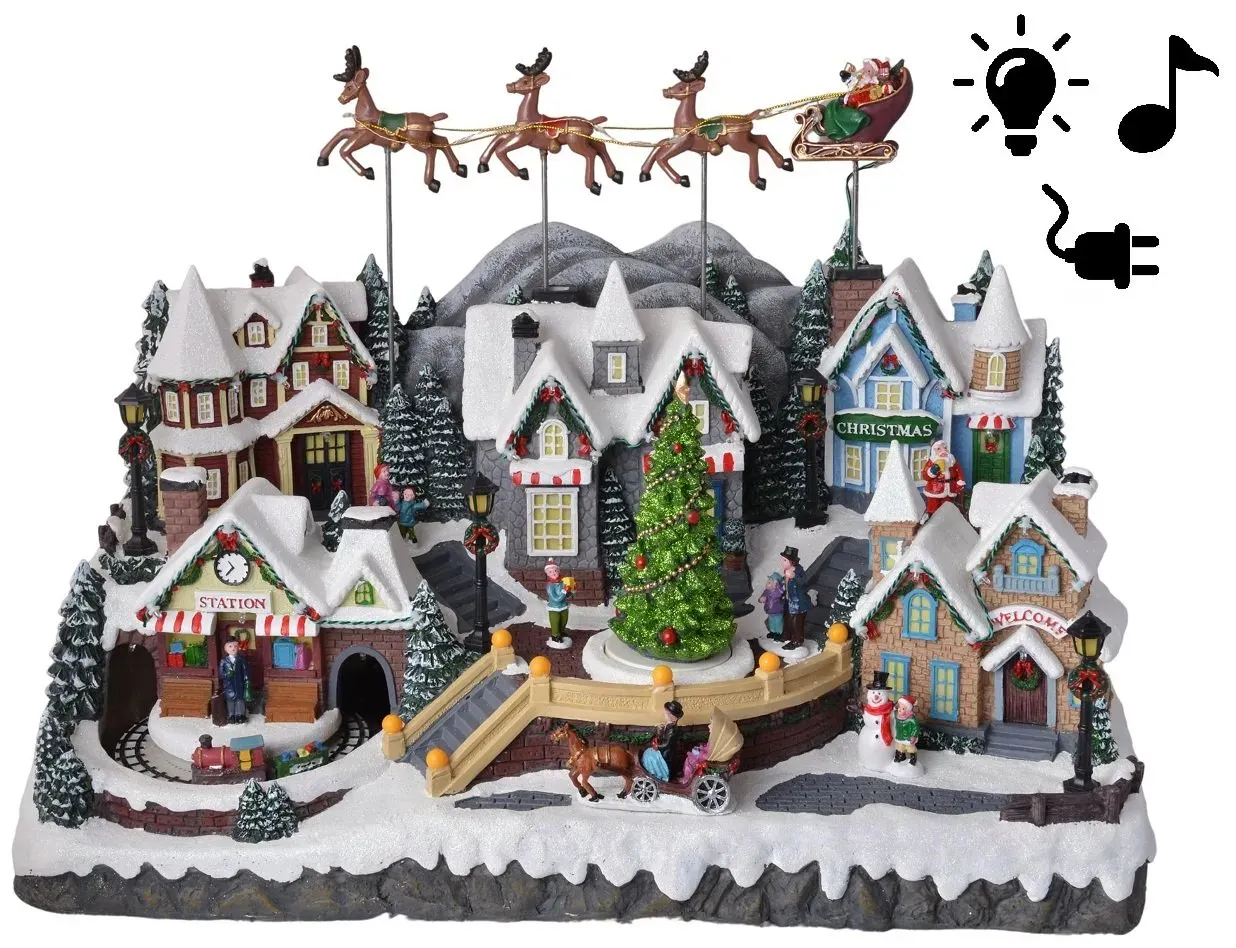 Świąteczne miasteczko LED Z POCIĄGIEM i zasilaczem 3548