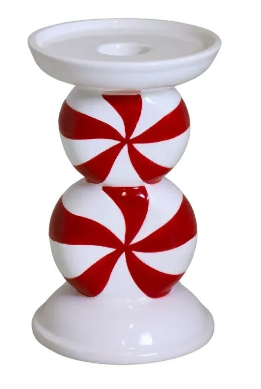ŚWIECZNIK ceramiczny ŚREDNI 6118 biało-czerwony