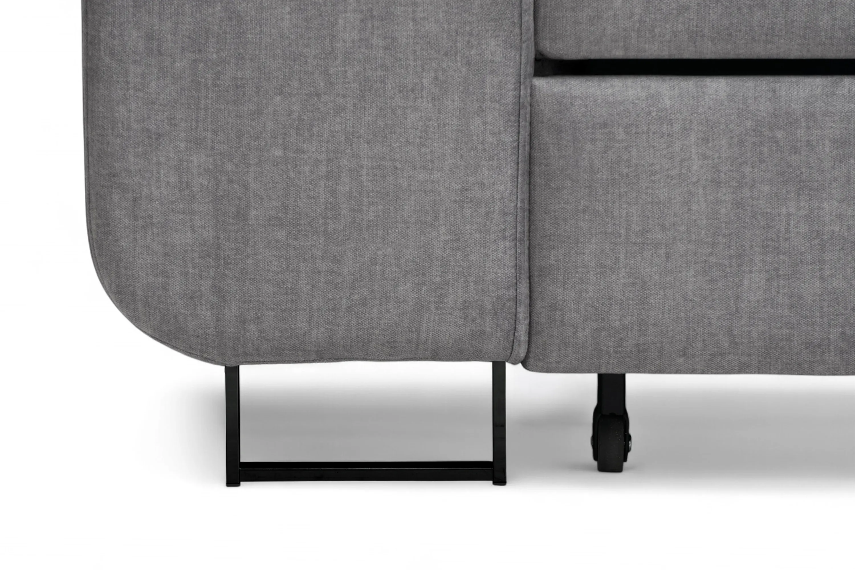 Narożnik prawostronny ANNABELLE L regulowane zagłówki nogi czarne tkanina Vogue 14 szary - B_165780