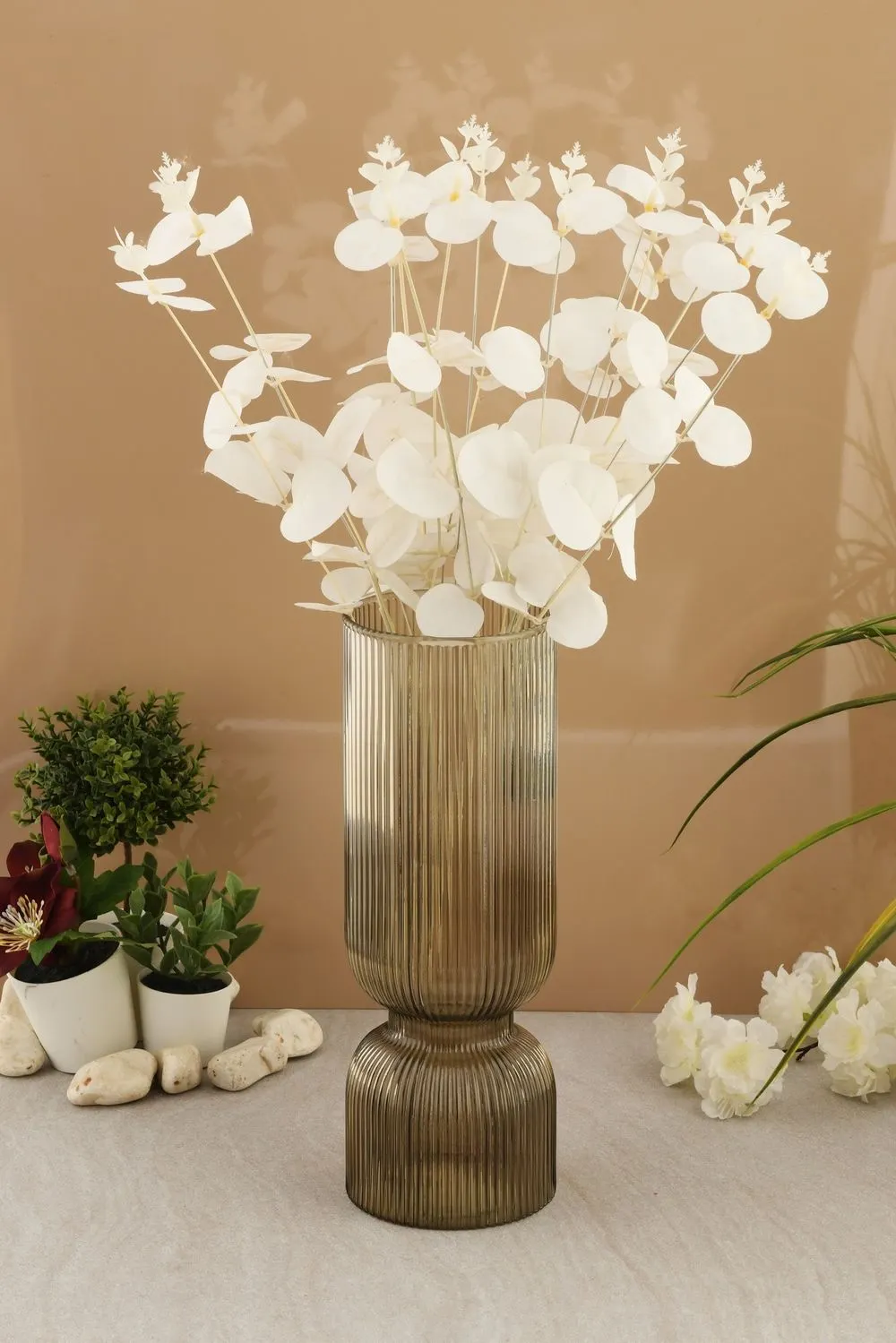 Wazon szklany SAFIR 10x30 ryflowany przydymiony - ASI_329SBL1108