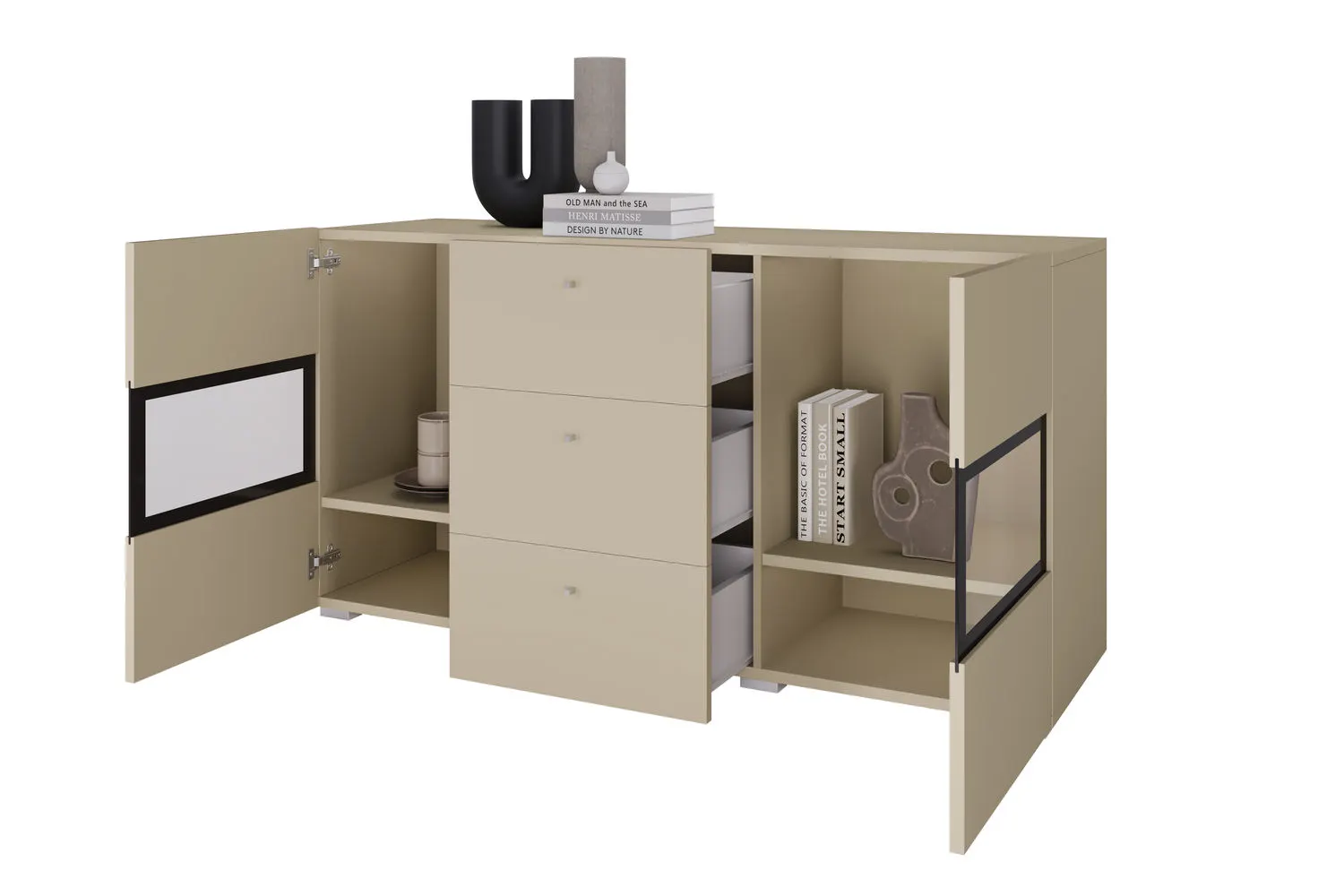 Komoda 2-drzwiowa z szufladami BAROS 26 beż jasny - 2412BM26