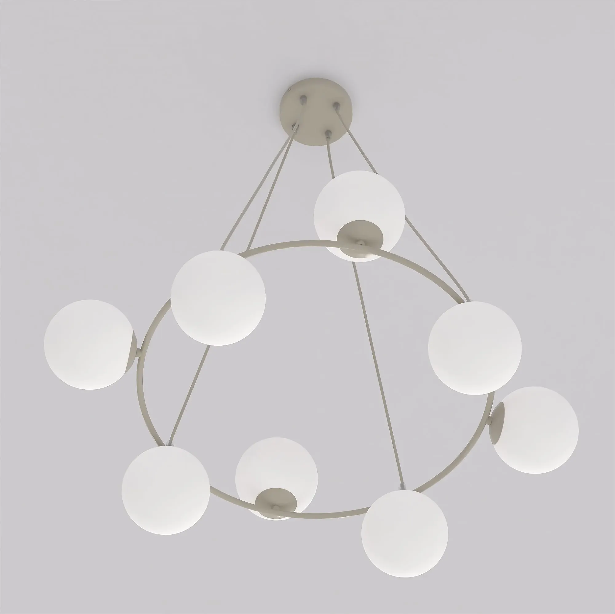 lampa wisząca, kule świetlne, rama metalowa, oświetlenie sufitowe, design lampy