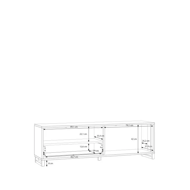 Szafka RTV MAREDA P z szufladą i klapą - dąb valencia, piaskowy - MAQT121R-M966