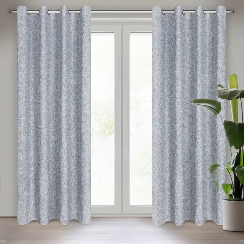 ZASŁONA GOTOWA MEGAN 140X250 CM SZARY Tekstura, Roślina, Okno, Okno francuskie