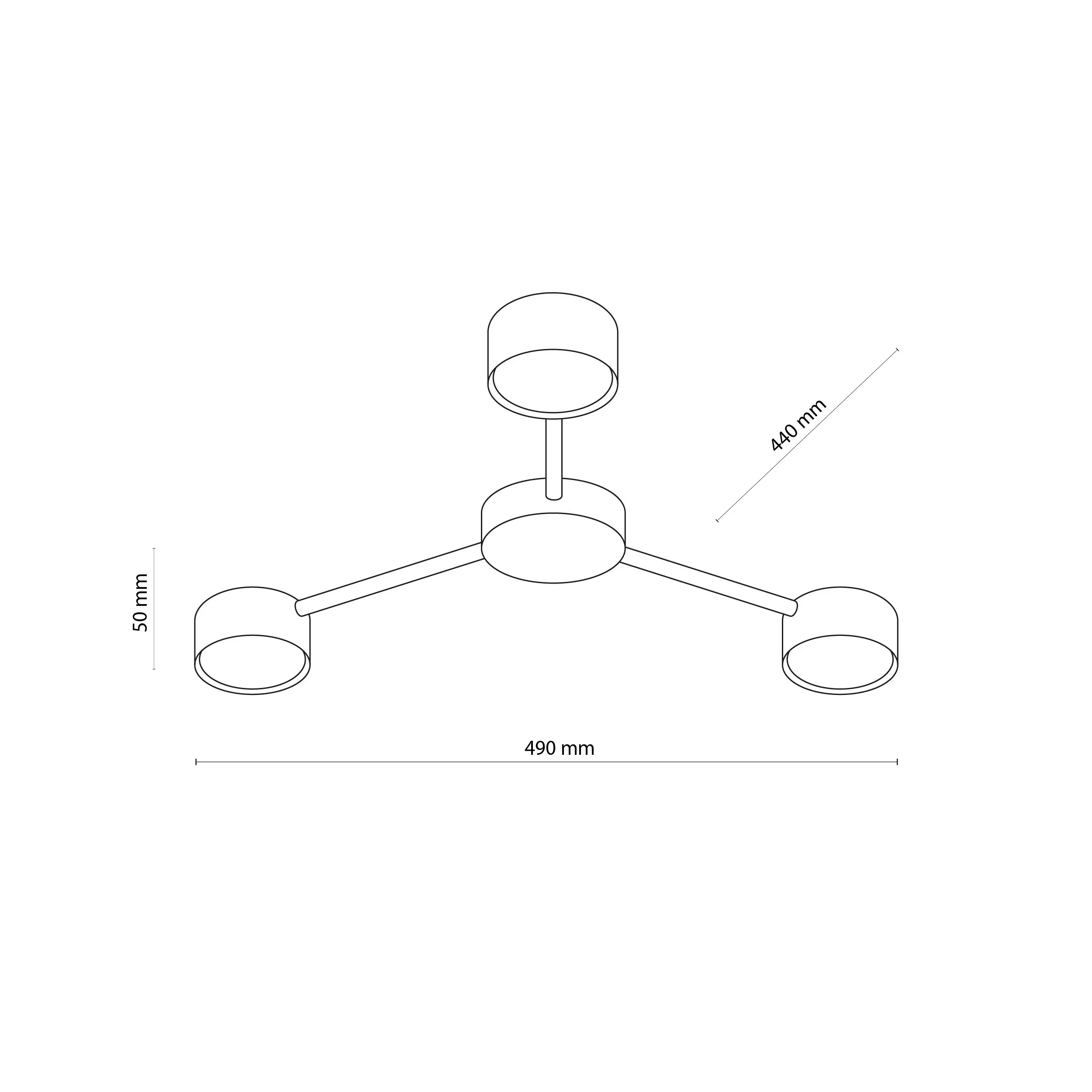 Lampa sufitowa AVIA czarna potrójna 49x44x5cm - TK_4689
