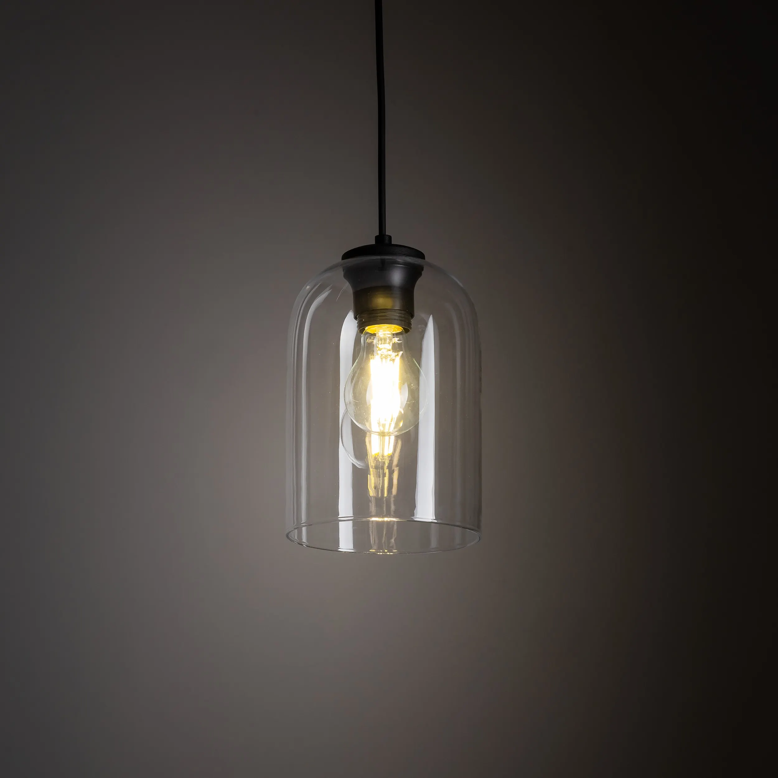 Lampa wisząca MOLLY czarna z transparentnym szklanym kloszem 160x14cm - TK_10300