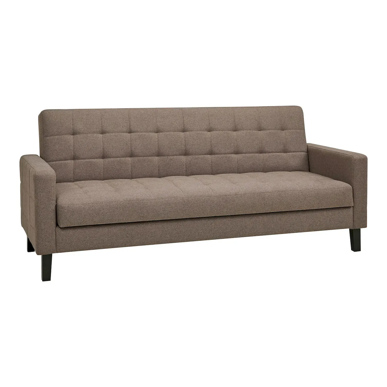 Sofa rozkładana MILTON 204cm pikowana brązowa czarne nogi