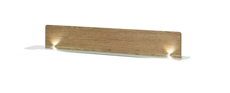 Półka drewniana MONTENEGRO 35 z oświetleniem dąb rustical 160x23x23cm