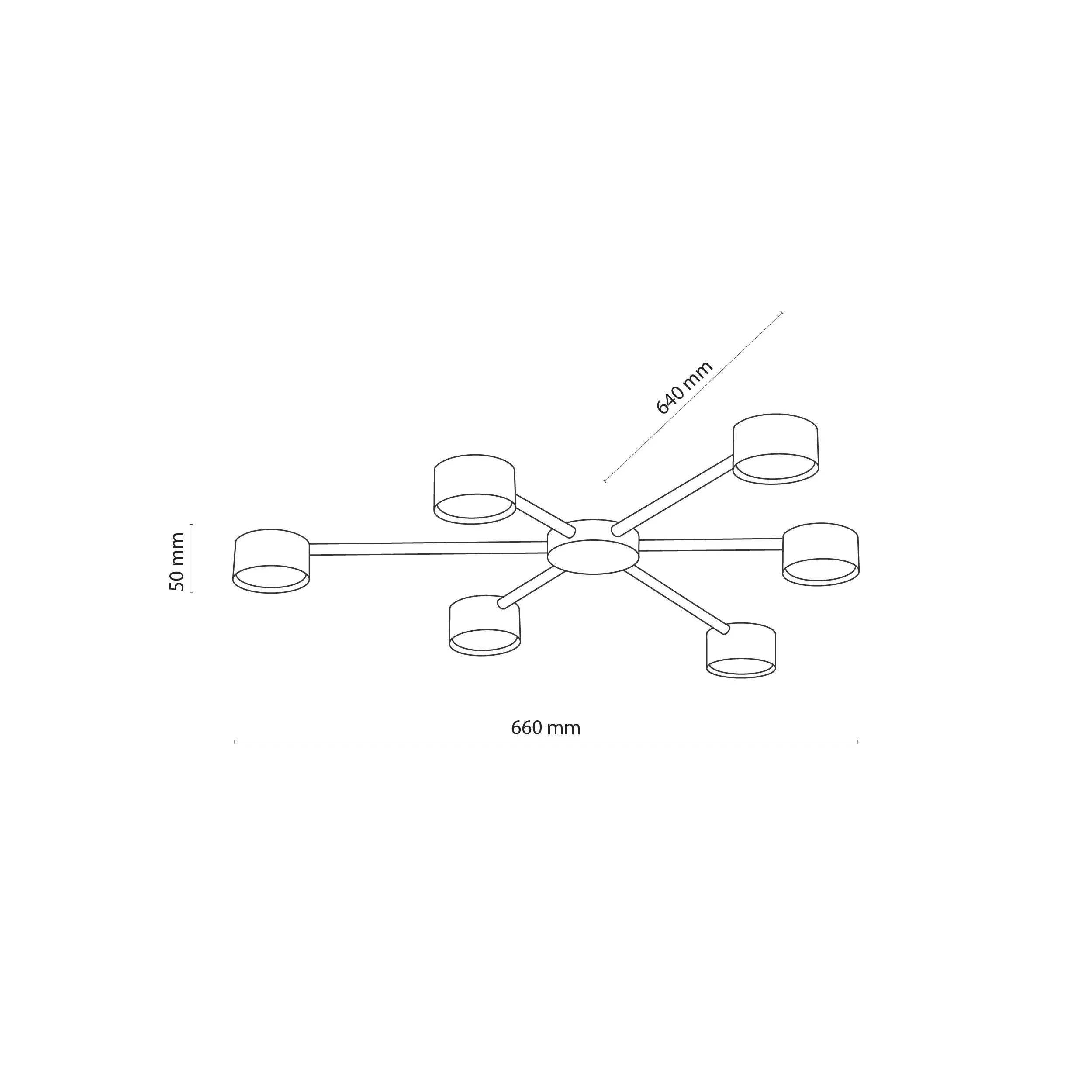 Lampa sufitowa AVIA czarna metalowa 66x64x5cm - TK_4692