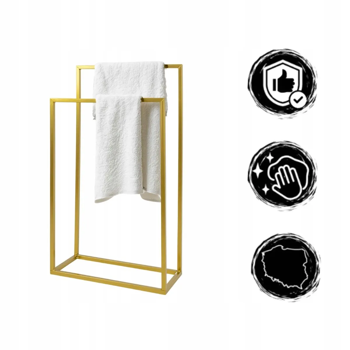 Wieszak na ręczniki metalowy OLIVER M złoty - LD_TZ000214