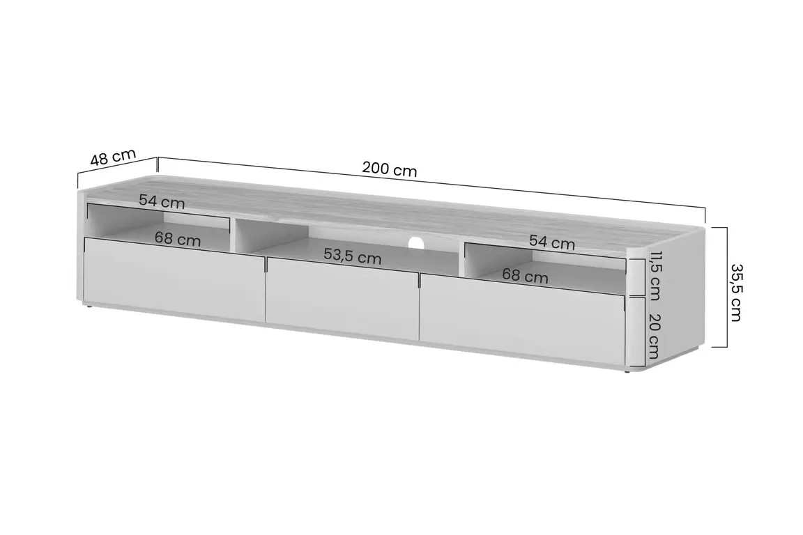 Szafka RTV z 1 klapą i 2 szufladami ELIVO RTV 200cm cashmere dąb olejowany — zdjęcie 9