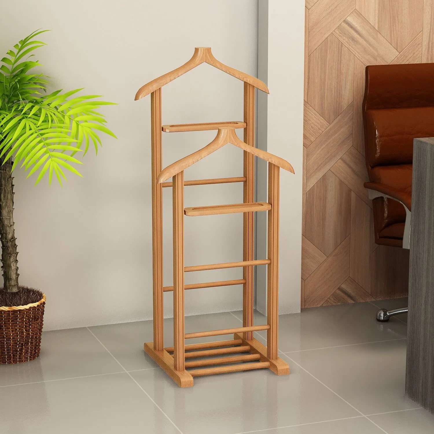 Wieszak stojący drewniany na ubrania BETA DOUBLE 120 cm naturalny - ASI_570VLT2403