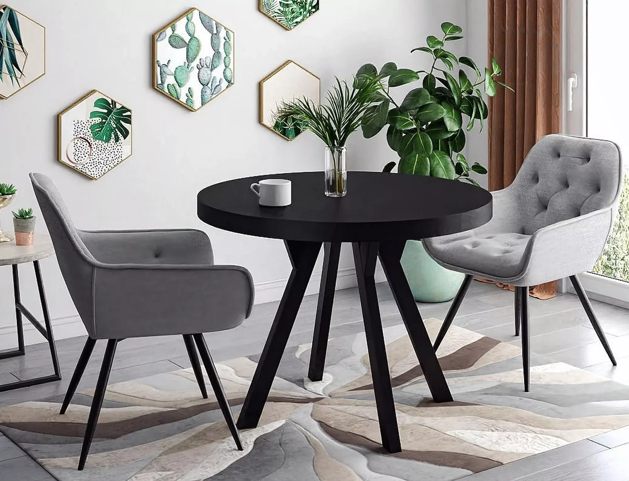 Stół okrągły rozkładany DOMINGO FI100 (150-200-250) czarny - DOMINGOCCFI100