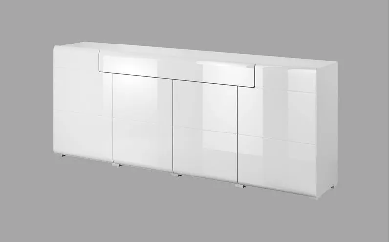 Komoda TOLEDO 25 czterodrzwiowa z szufladą biały połysk 208x82x39cm