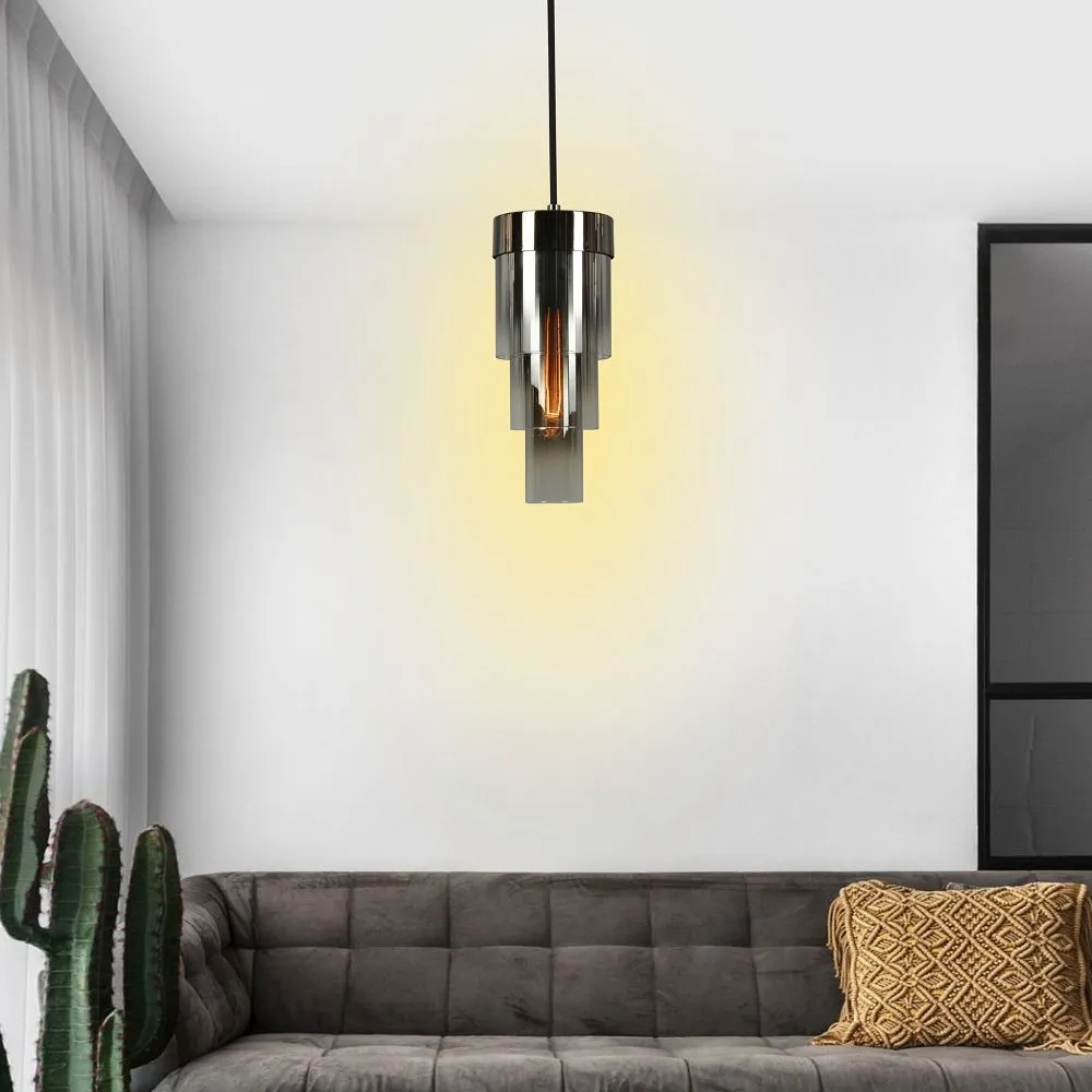Lampa wisząca GRANS pojedyncza 16x150 z potrójnymi kloszami cylindrycznymi - 6211-0110