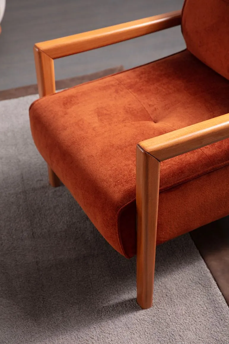 Fotel z drewnianymi podłokietnikami DROP BERGER pomarańczowy - ASI_560ARE5271