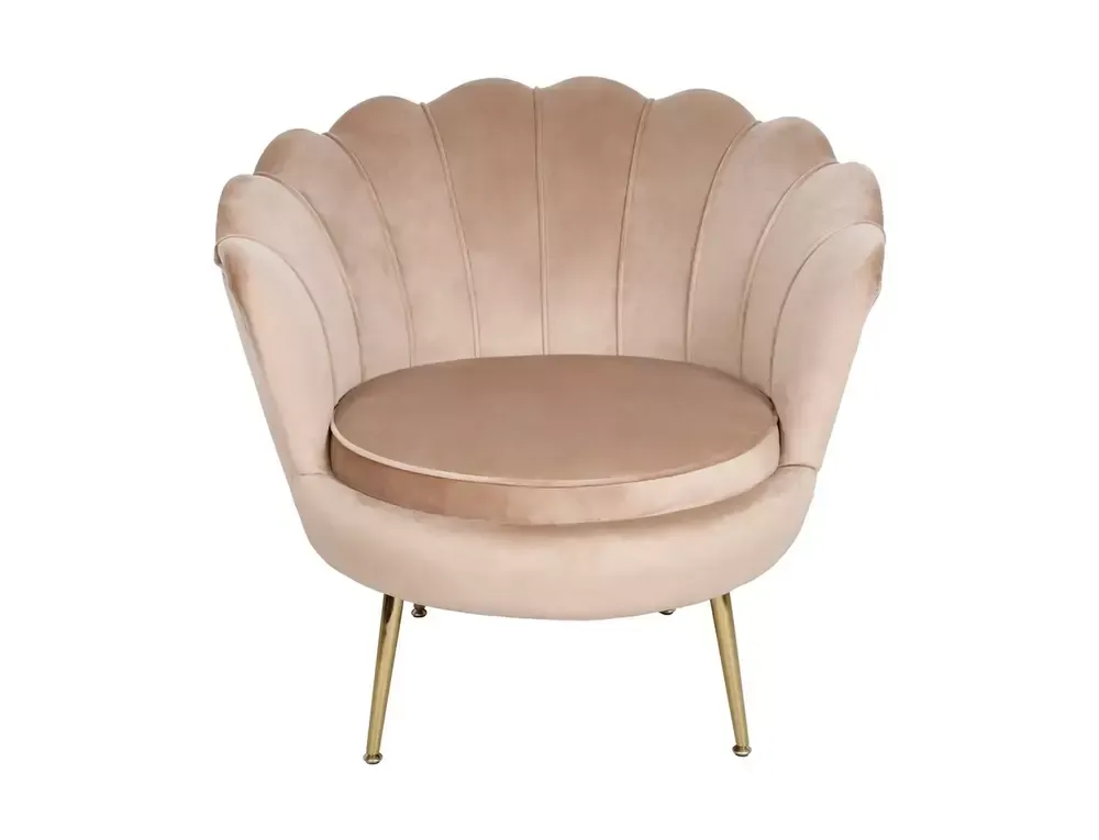 Fotel aksamitny CAMELLIA 1 VELVET Bluvel 28 beżowa złoty Signal