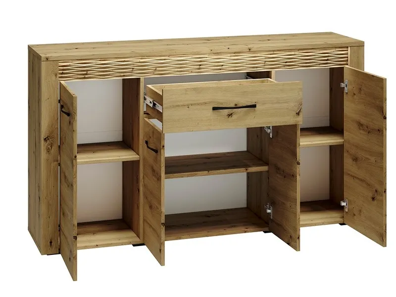 Komoda 4-drzwiowa z szufladą ARTIS 08 z oświetleniem, dąb artisan - 1ARTI08-001