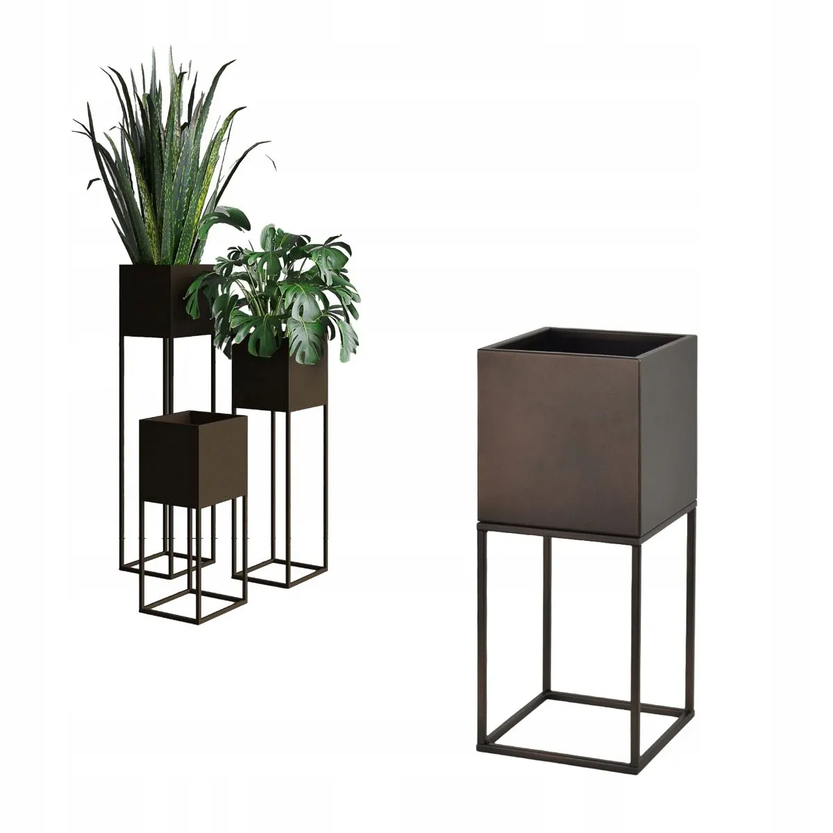 DONICZKA Osłonka na donice metalowa LORIENT S brązowa - LD_TZ000064