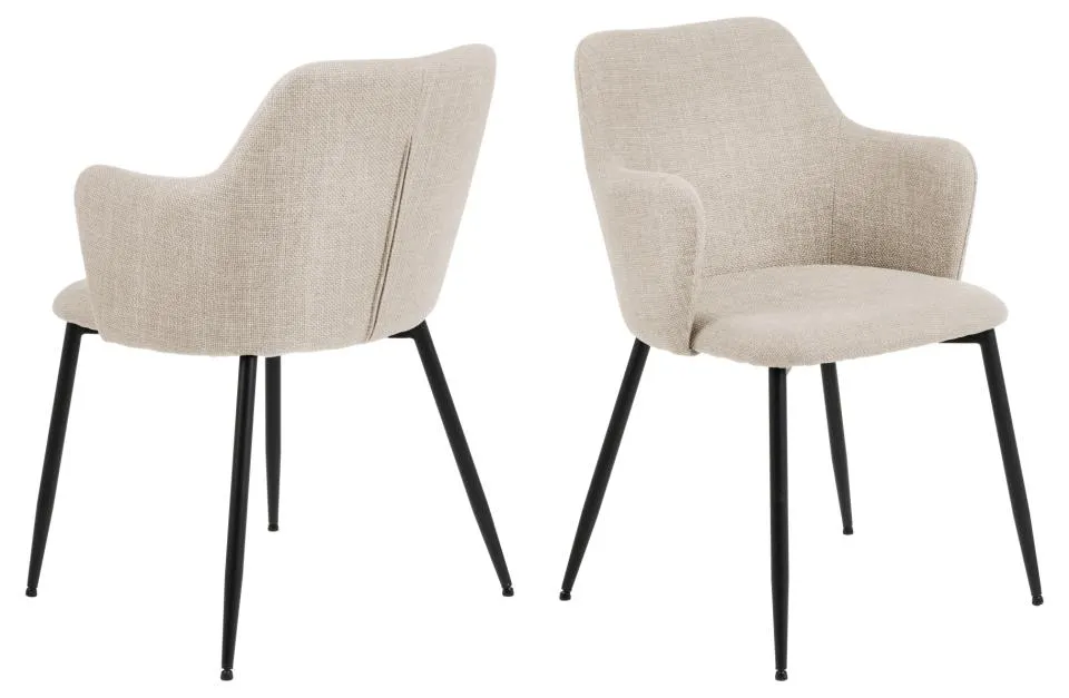 Krzesło z podłokietnikami Laos Beżowy- zam. błyskawiczny, Czarny ( zestaw 2 sztuk )