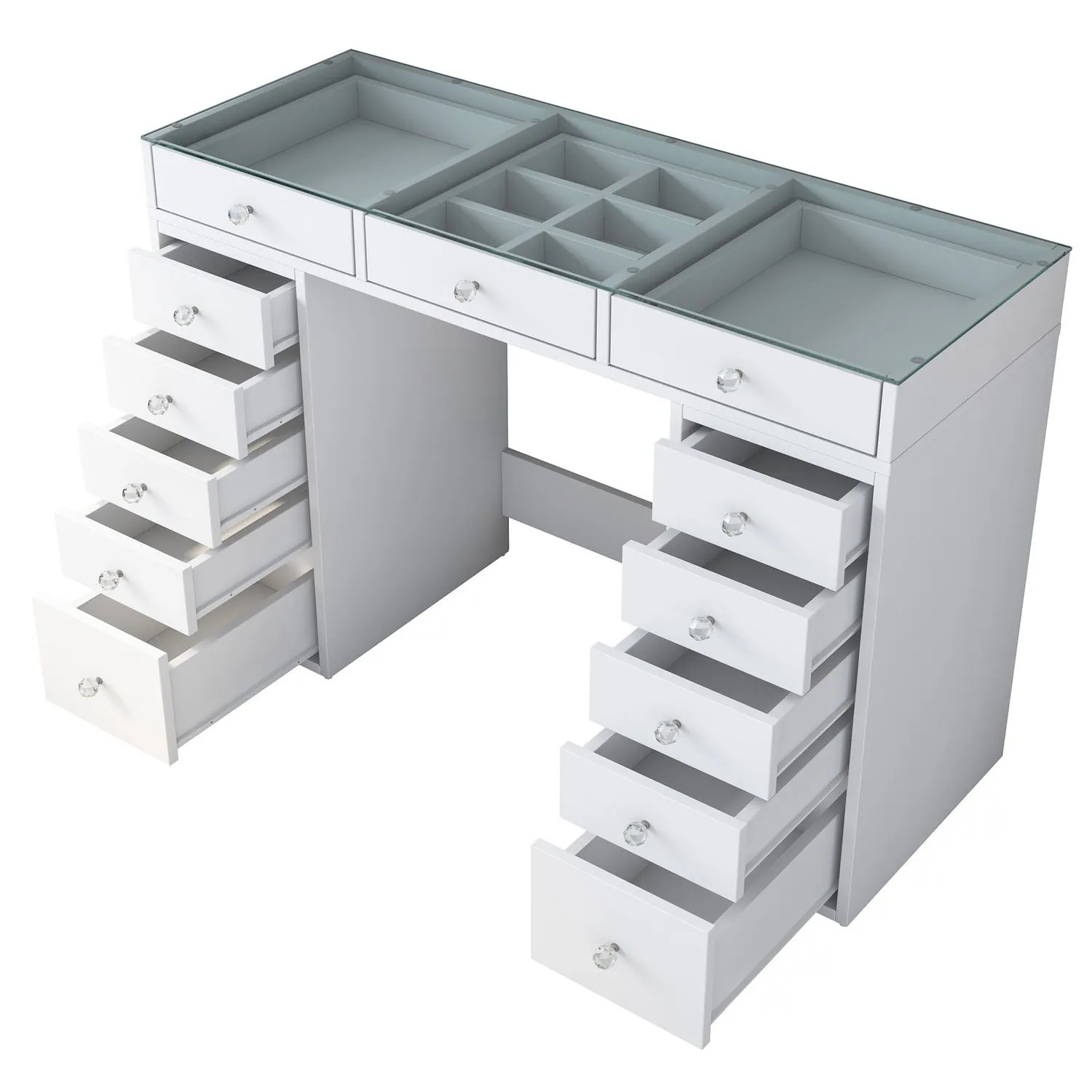 Toaletka z szufladami i szklanym blatem BJ 120 cm biała - ASI_893RAN5409