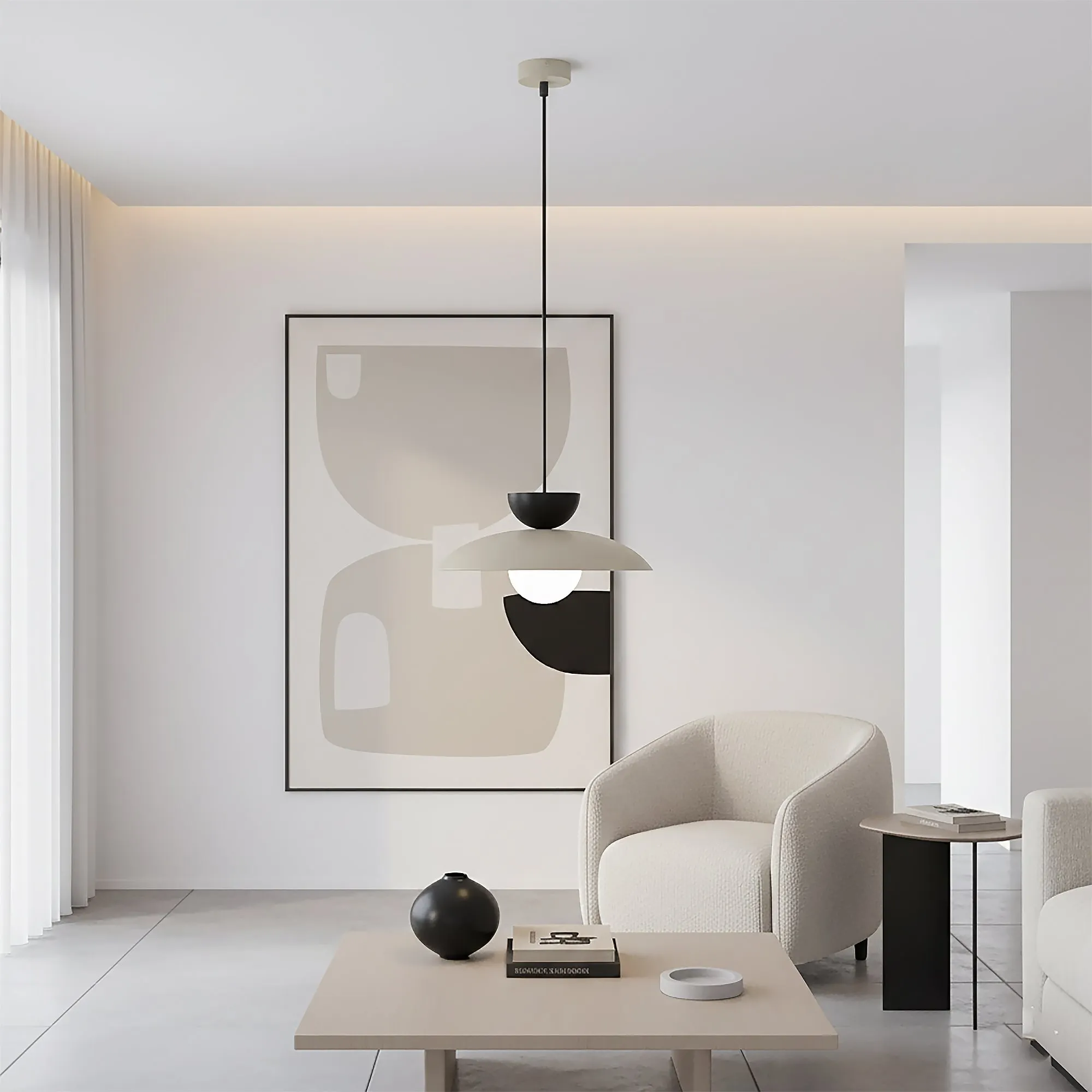Lampa wisząca MULAN 1 MOKKA BL czarna beżowa - 1621/4