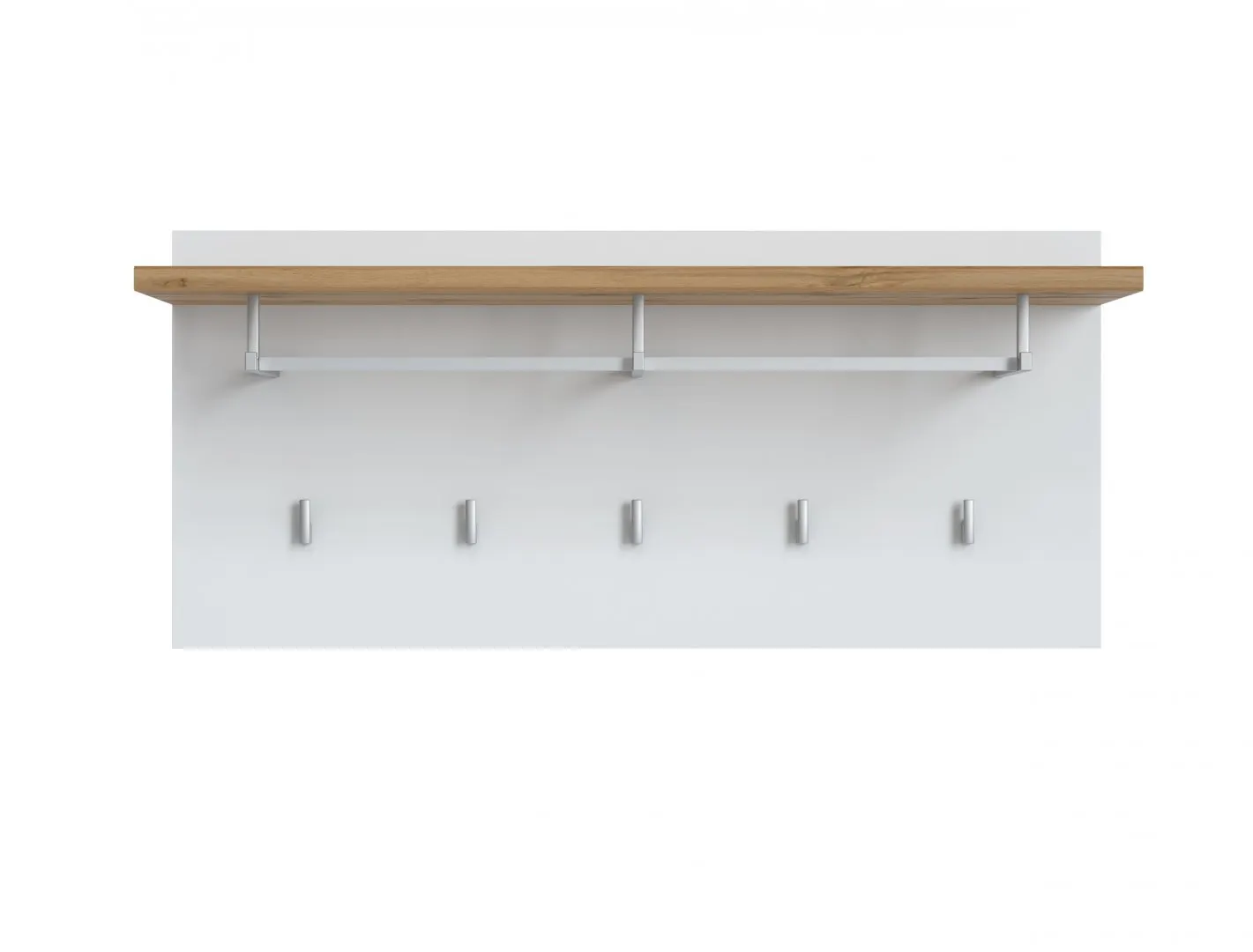 Wieszak z półką i 5 haczykami HOLA HOLG02 Biały, Dąb Wotan - 6008003014926