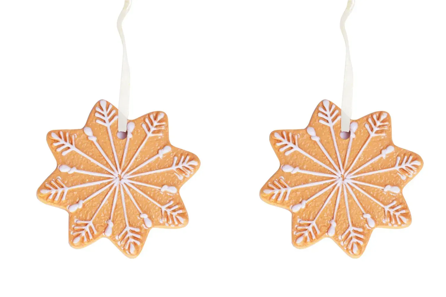 Komplet 2 zawieszek GWIAZDKI PIERNIKOWE 1049 pomarańczowy biały Komplet 2 zawieszek GWIAZDKI PIERNIKOWE 1049 pomarańczowy biały