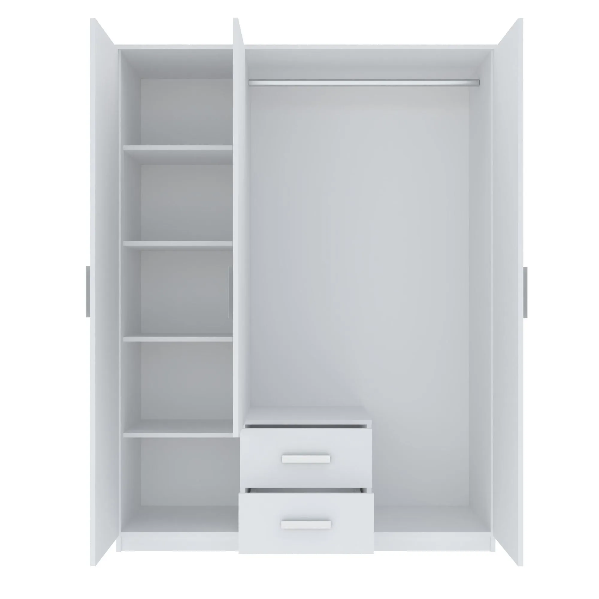 Szafa 3-drzwiowa z 2 szufladami i lustrem TAMINA biała - INT_5002942BIP