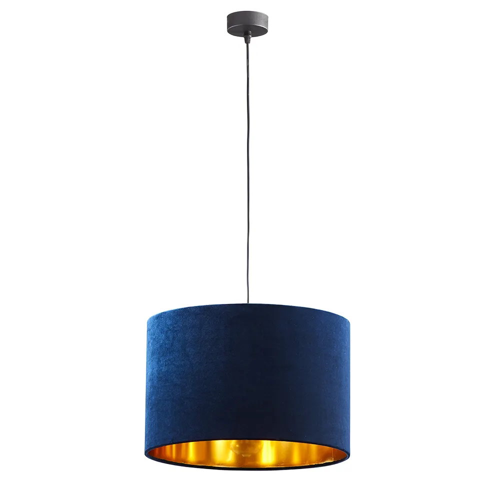 Lampa wisząca TERCINO czarna niebieski klosz złoty wewnątrz 170x38cm