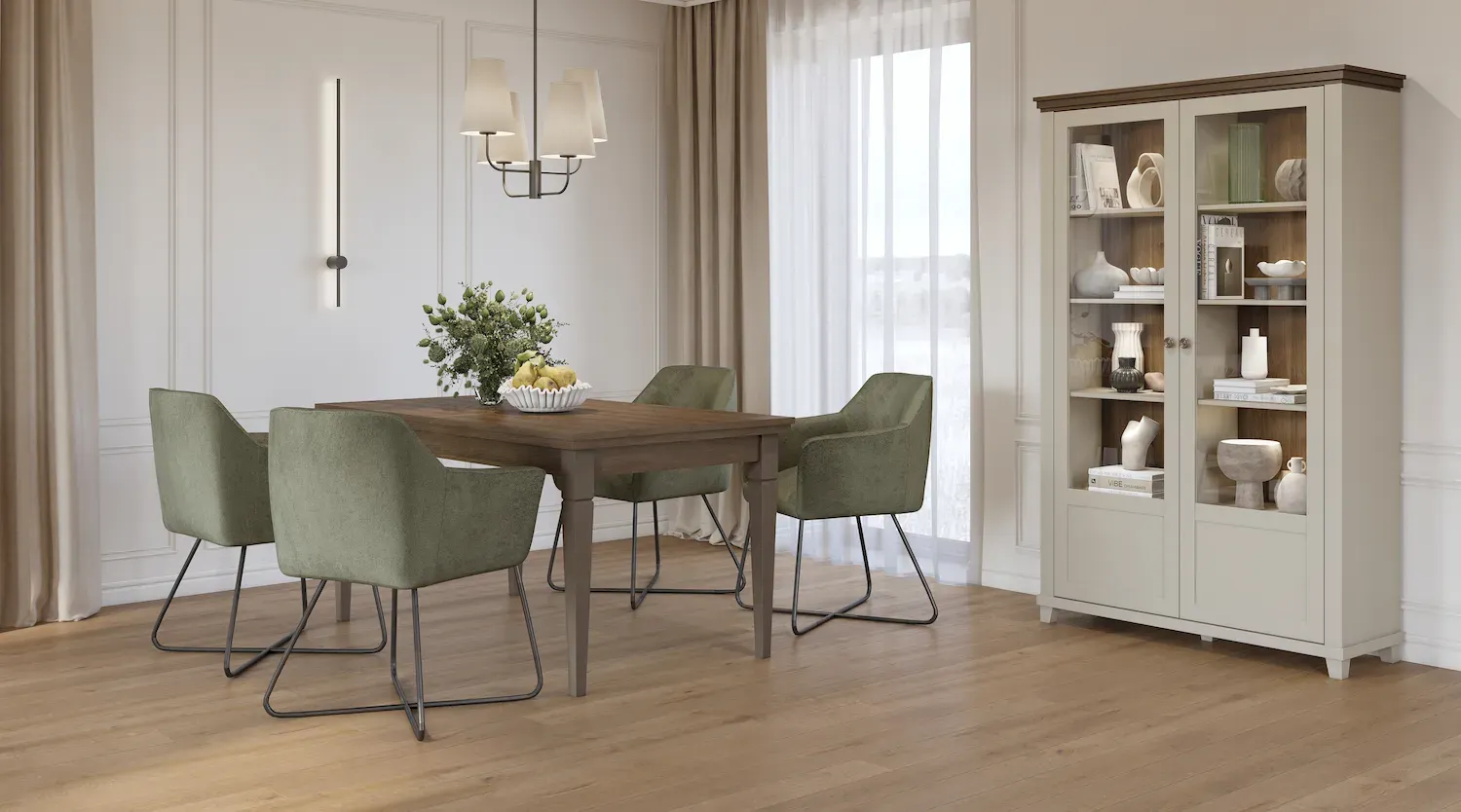 Witryna niska 2-drzwiowa z 2 szufladami EVORA WM beż jasny dąb dunin - 24D1JU46