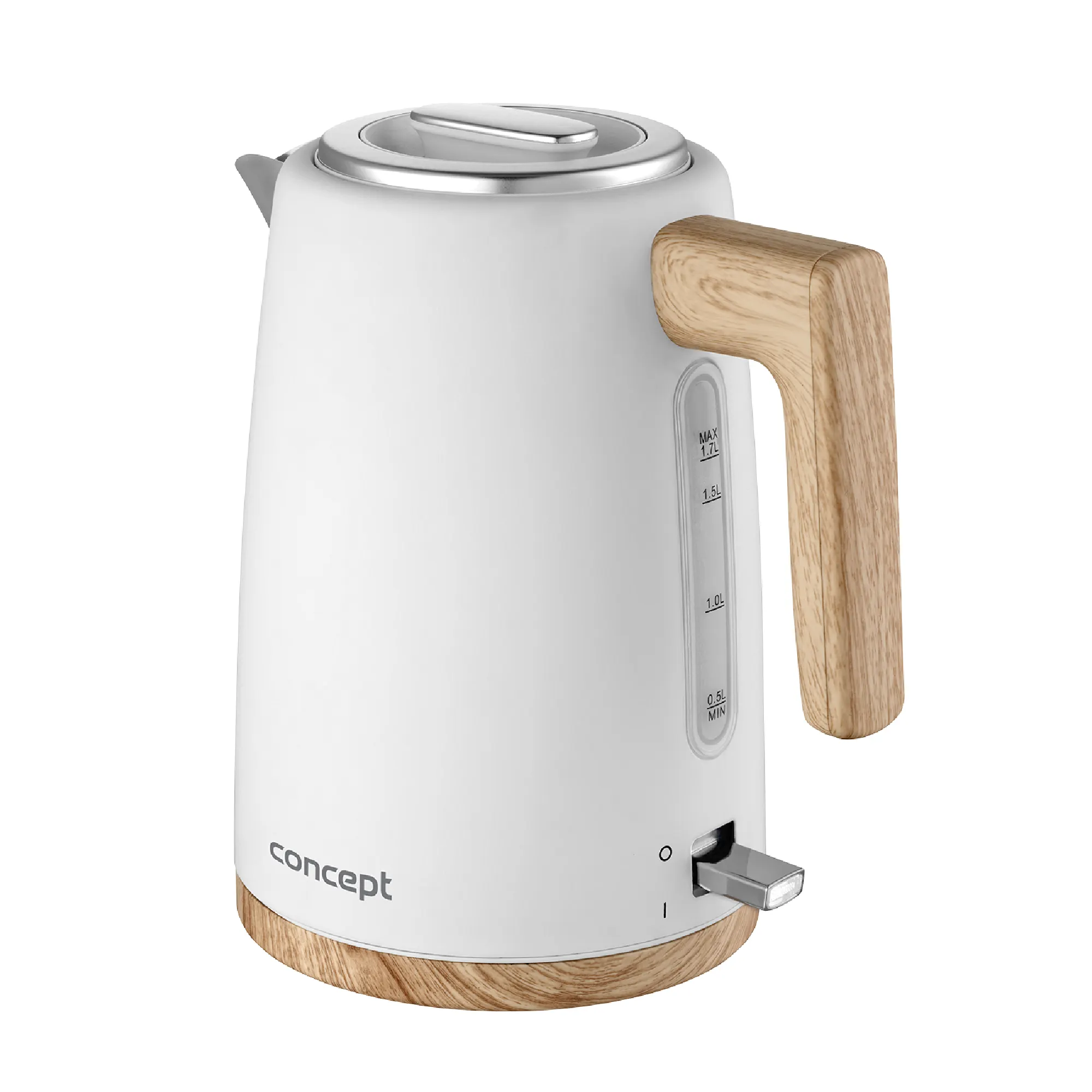 image czajnik, elektryczny, drewniana rączka, biały, metalowy