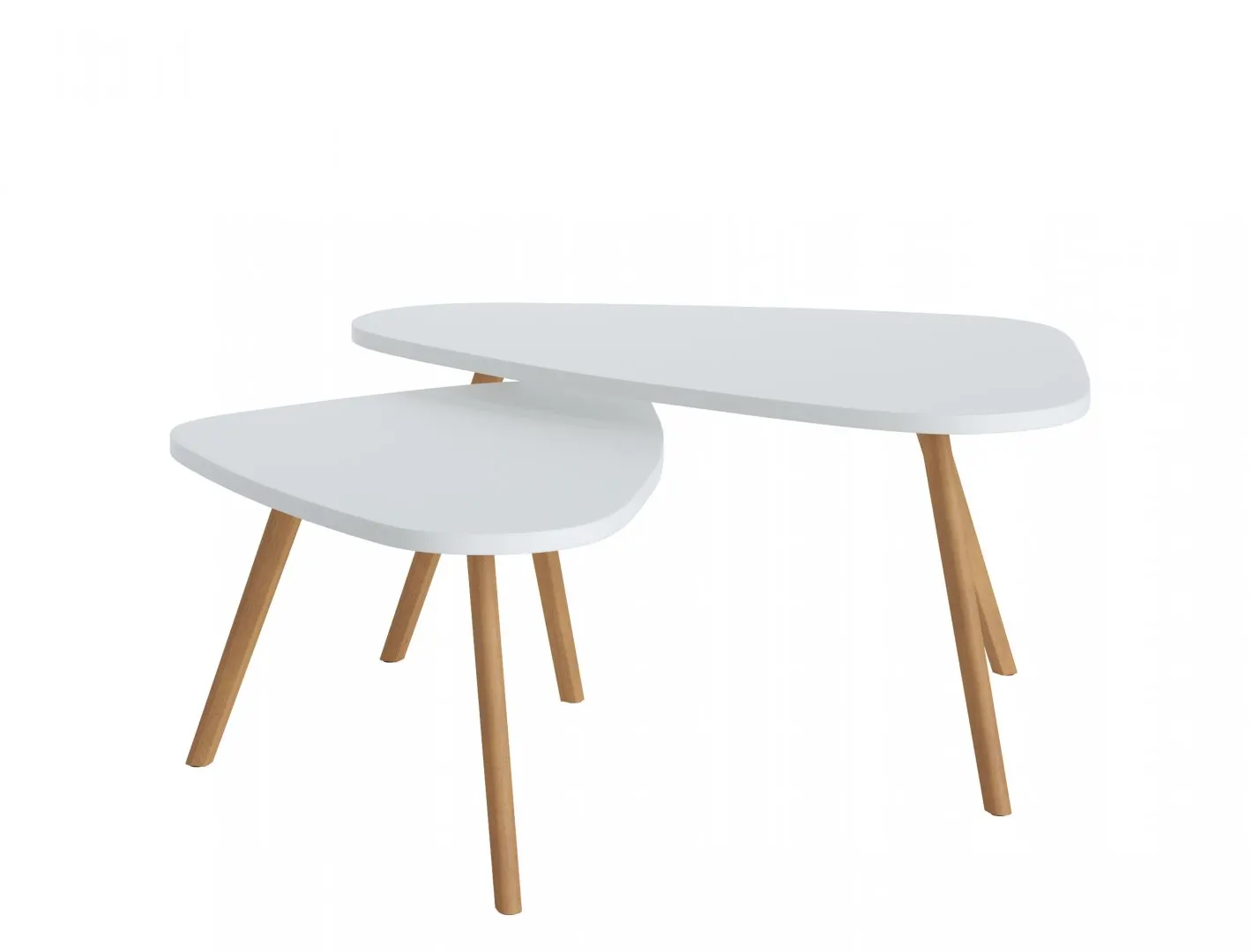 Stoliki (Zestaw) MWTT06 Biały, Noga wyb. Dąb