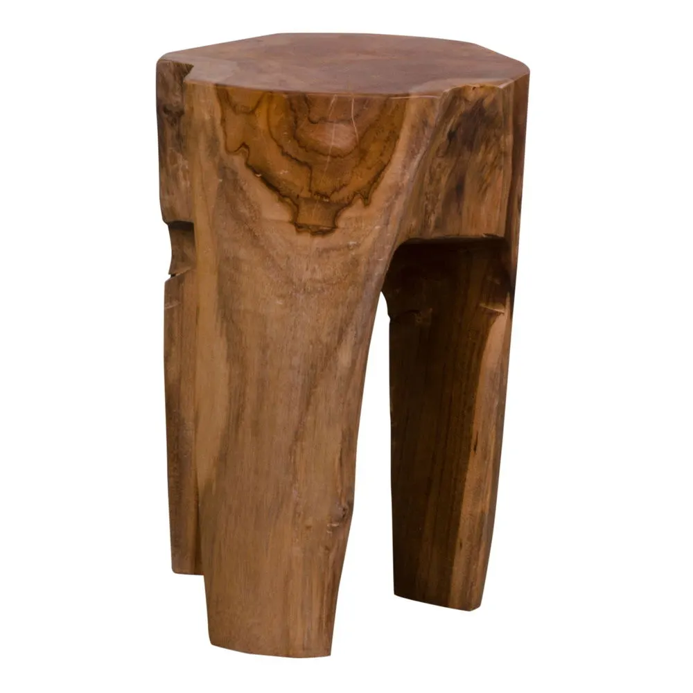 Taboret z drewna tekowego ROSE na 3 nogach fi26 - naturalny