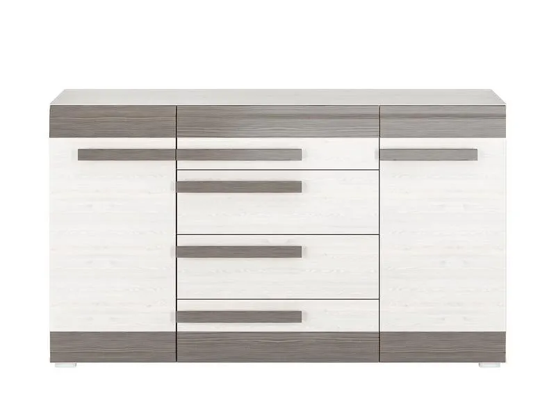 Komoda 2-drzwiowa z szufladami BLANCO 06 sosna śnieżna 165 cm - 1BLAN06-001