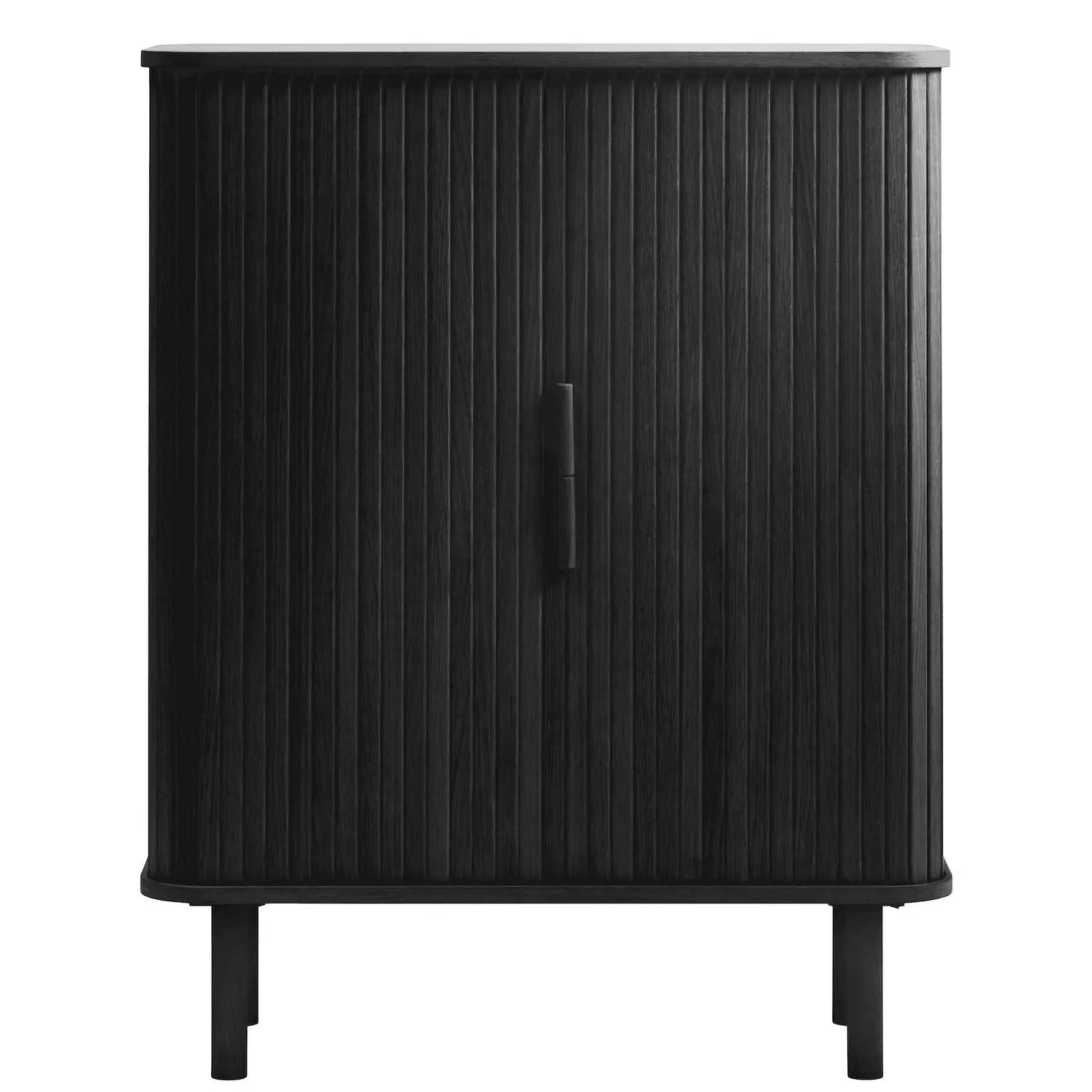 Komoda wysoka CAVO 2-drzwiowa ryflowana - czarna UNIQUE FURNITURE